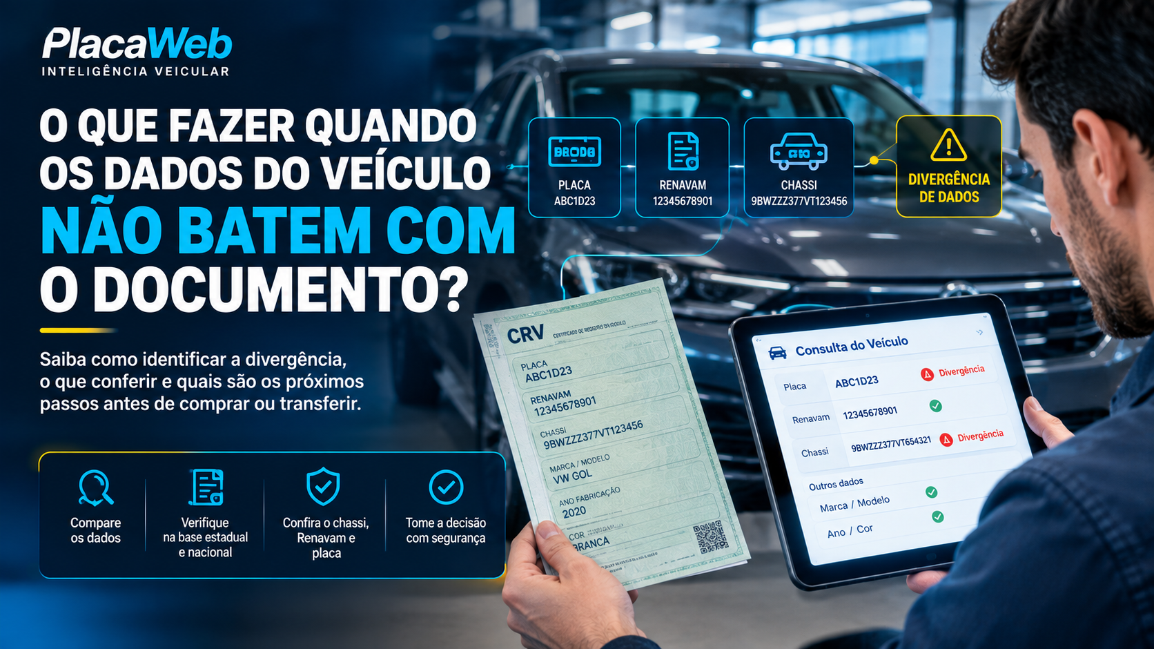 O que fazer quando os dados do veículo não batem com o documento