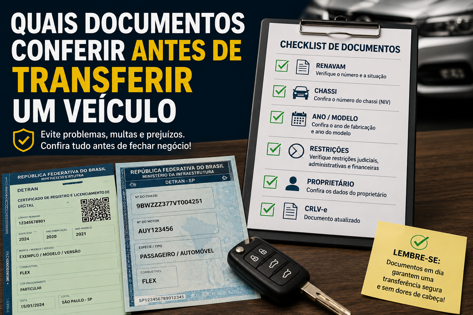 Quais documentos conferir antes de transferir um veículo